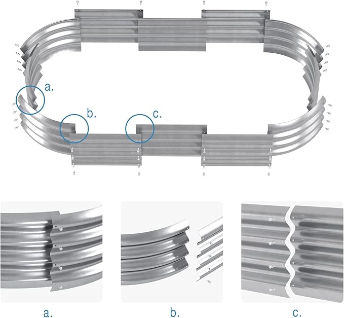 HOXHA Planter Raised Beds, 5X2X1 FT Land Guard Oval Galvanized Steel Planter Box, Metal Raised Garden Bed kit, for Outdoor Growing Fresh Veggies, Flowers, Herbs, and Succulents
