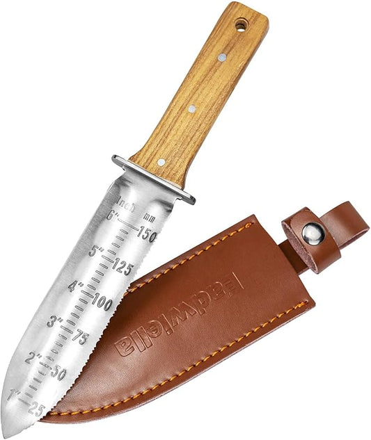 Hori Hori Trowel Knife Japanese Weeding Knife Garden Knife Tool with Sheath for Landscaping Digging, Dividing Plants, Planting Bulbs, Digging Out Weeds, Removing Rocks, Cutting Through Roots
