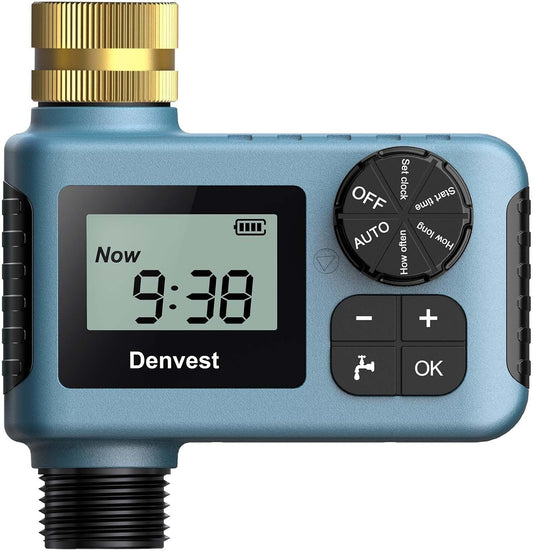 Hose Timer with Brass Inlet, Water Timer for Garden Hose Faucet, Sprinkler Timers Outdoor, Irrigation Timers with Rain Delay/Manual for Garden/Outdoor Hose, Yard, Lawns, 1 Outlet