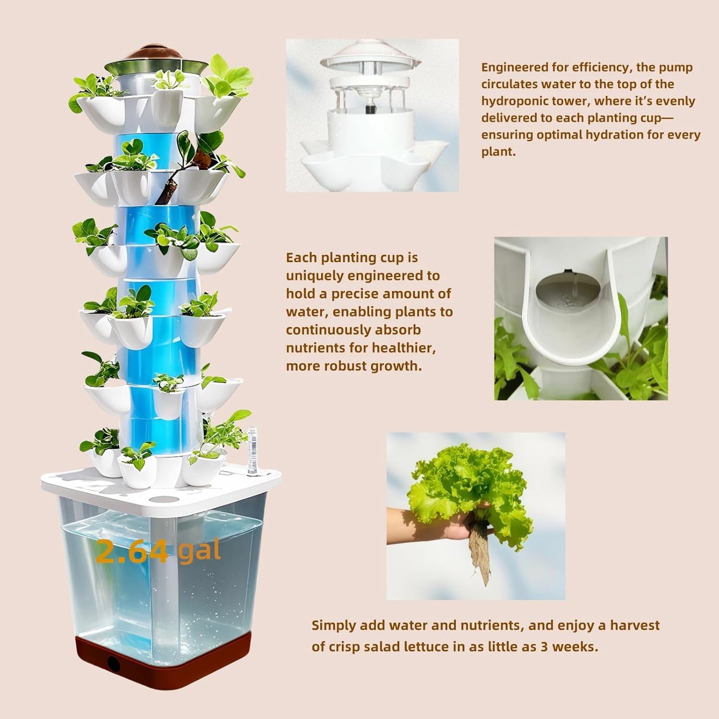Hydroponics Growing System kit, Vertical hydroponic Garden ,Outdoor Indoor hydroponics Growing System,Lettuce Grow Tower,Pump System, Auto Timer, 30 Pods,Gardening Gift