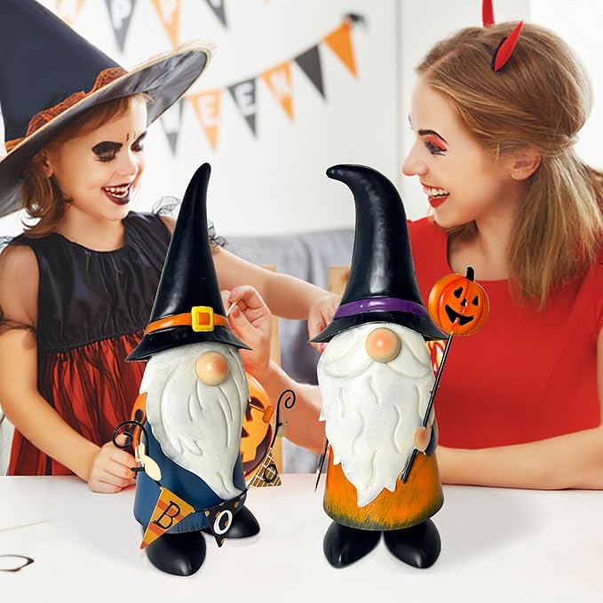 HONGLAND Cute Gnomes Decorations -14 Inch Fall Metal Gnomes Thanksgiving Day Decor - Elf Dwarf Gnomes Figurines - Gnome Decorations for Indoor Outdoor Home Decor