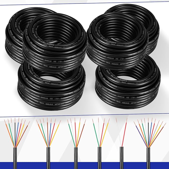 Hoolerry Solid Sprinkler System Wire 18 Gauge Irrigation Wire with UV Resistant PVC Jacket Sprinkler Cable for Underground Irrigation Field Central Control System 30v Ul Listed(18/5, 50 Ft)