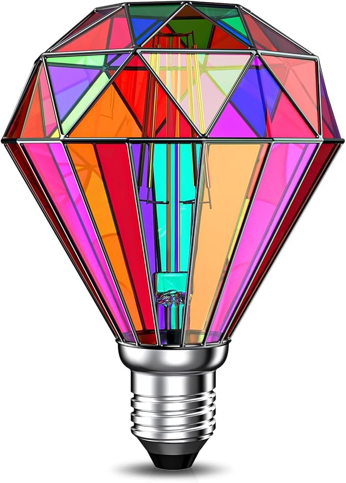 Hompavo Upgraded Dimmable LED Stained Glass Light Bulb, Hand-Painted Colorful E26 G95 3.5W, for Party, Halloween, Christmas, Home, Room, Garden, Balcony Decoration, 1 Pack