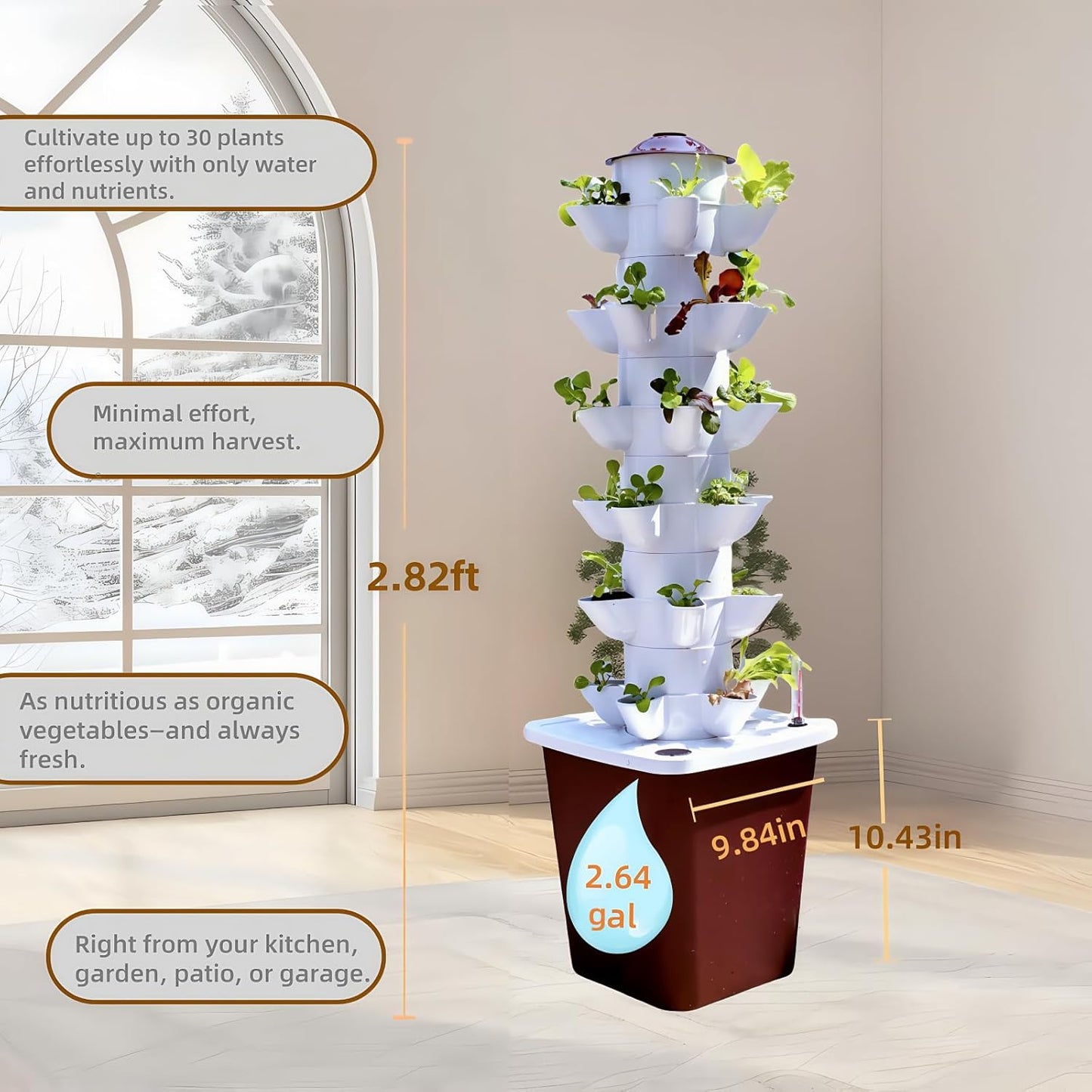 Hydroponics Growing System kit, Vertical hydroponic Garden ,Outdoor Indoor hydroponics Growing System,Lettuce Grow Tower,Pump System, Auto Timer, 30 Pods,Gardening Gift
