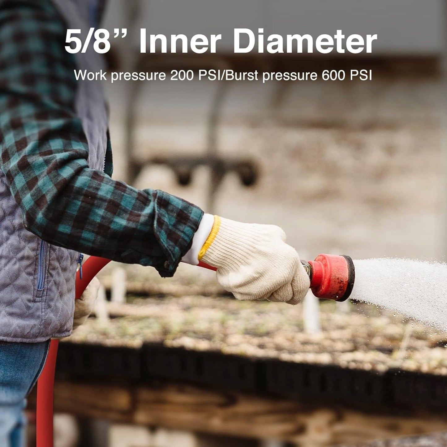 Hot/Cold Water Hose 5/8" x 25 ft,Heavy Duty Red Garden Hose -50℉ to 190℉,Flexible & Lightweight Rubber Hoses With 3/4" Brass Fittings for Yard,Outdoor,Farm