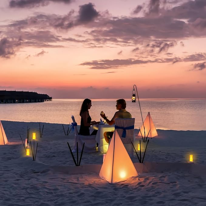 Hompavo 【Upgraded】 LED Flame Lights with Remote & Timer, 4-Mode Rechargeable Battery Operated Flameless Candles, Waterproof Pillar Flickering Lanterns for Bathroom Patio Wedding Halloween Home Decor