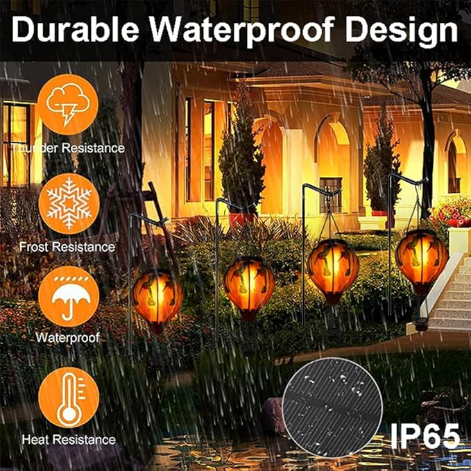Hot Air Balloon Solar Lantern with Flickering Flame Hanging Solar Lanterns Outdoor Lights Waterproof Lanterns Decorative Garden Patio Yard Party Decor Hummingbirds&Pink Flowers