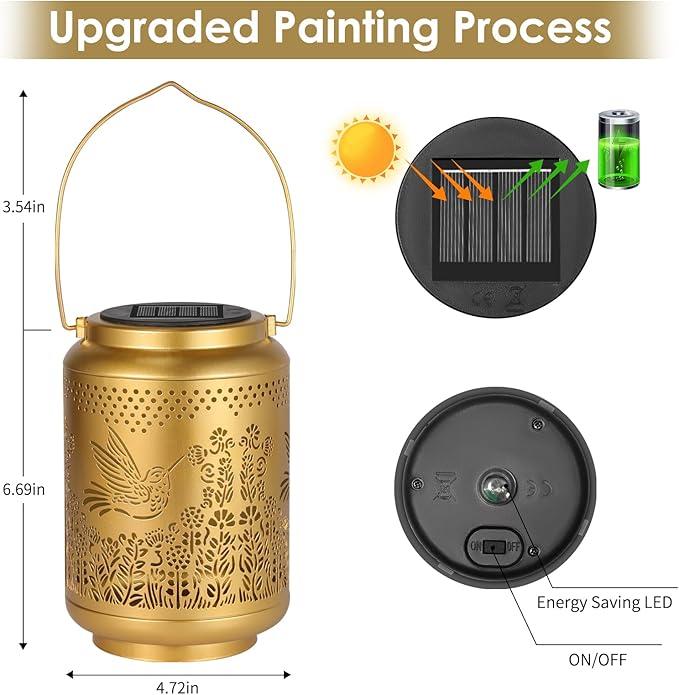 Hummingbird Solar Lanterns Outdoor Lights: Garden Decor Birthday Gifts for Women Mom Grandma Nana Aunt, Hanging Solar Lights Decoration Waterproof Outside for Yard, Patio, Backyard, Porch