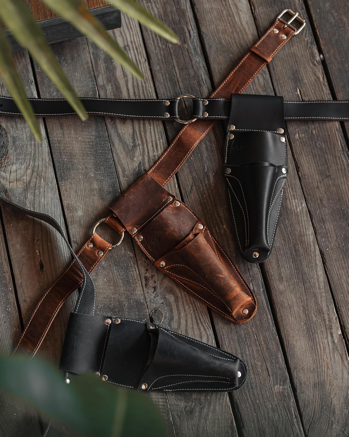 Hori Hori Leather Sheath Belt with Pruner and Scissor Pockets. Personalized Florist Tool Belt Leather, Gardening Belt with Pockets.