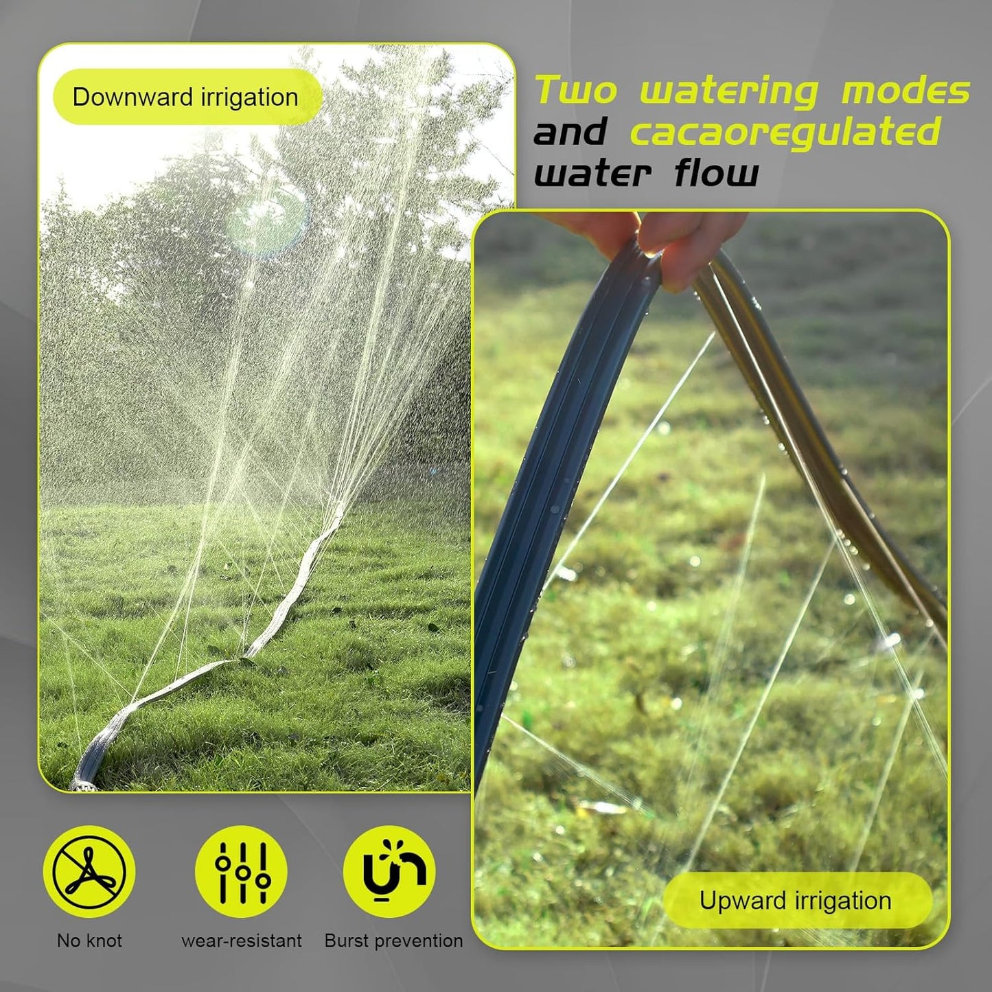 Hopegiver Sprinkler Soaker Hose 50 ft 2-Pack Yard Sprinkler Hose 100 ft for Lawn Water Saving with Stakes, Drip Irrigation Hoses Garden Watering System(Grey,50 ft 2-Pack)