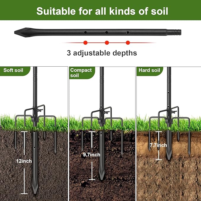 Hummingbird Feeder Pole for Outdoors - Heavy Duty Bird Feeder Stand with Adjustable Stake,62"Rustproof Shepards Poles with Hangers Holder for Birdfeeder,Wind Chimes,Lanterns,Wreaths,Black