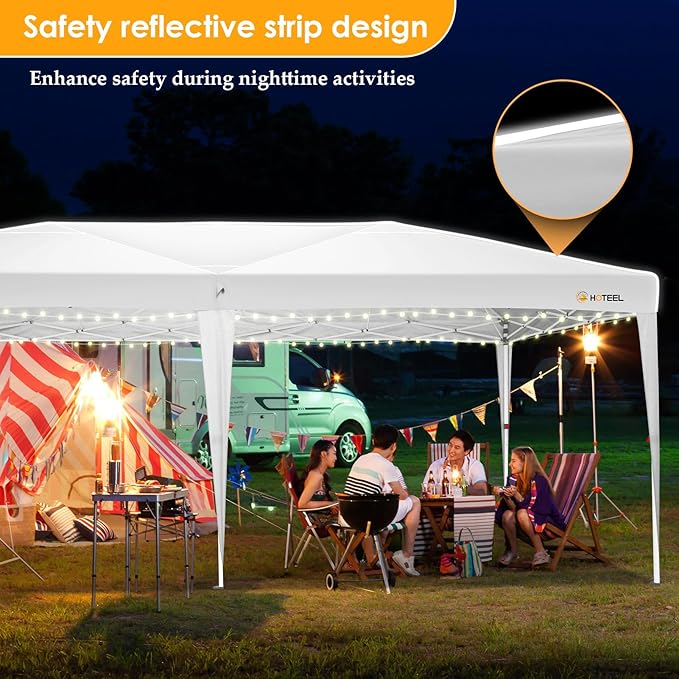 HOTEEL 10x20 Pop up Canopy with Sidewalls, One Push Outdoor Tents for Parties Waterproof Canopy Tent with Reinforce Rod, Easy Setup Event Tent with Sandbag for Backyard, Camping, Wedding, White