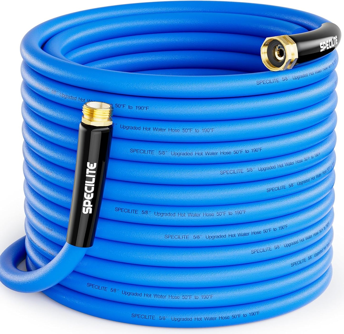 Hot/Cold Garden Water Hose 100 ftx 5/8 in, -50℉ To 190℉, Heavy Duty, Flexible, Burst 605 Psi, Lightweigh, Upgraded Rubber Pipe with 3/4" Brass Fittings For Backyard, Outdoor, Farm, Blue
