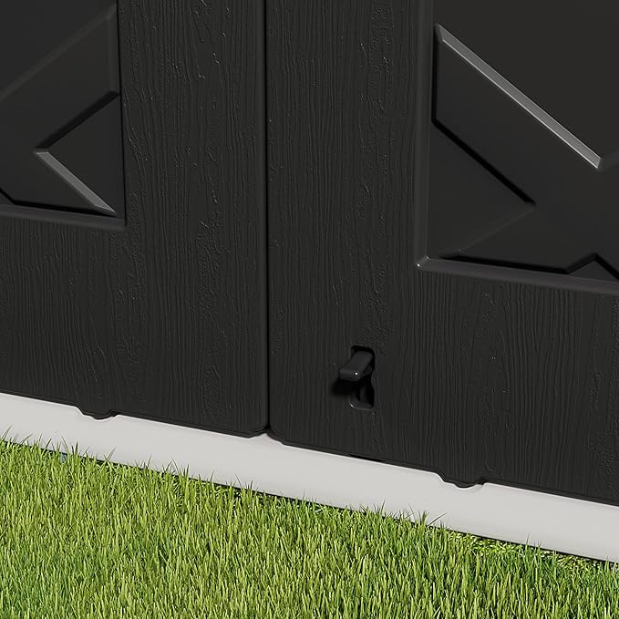 HOMSPARK Storage Shed Weather Resistance, Multi-Purpose Outdoor Storage Cabinet for Backyards and Patios, Horizontal Storage Shed for Lawnmower, Patio Accessories (Black & White, X Large - 48 cu.ft)