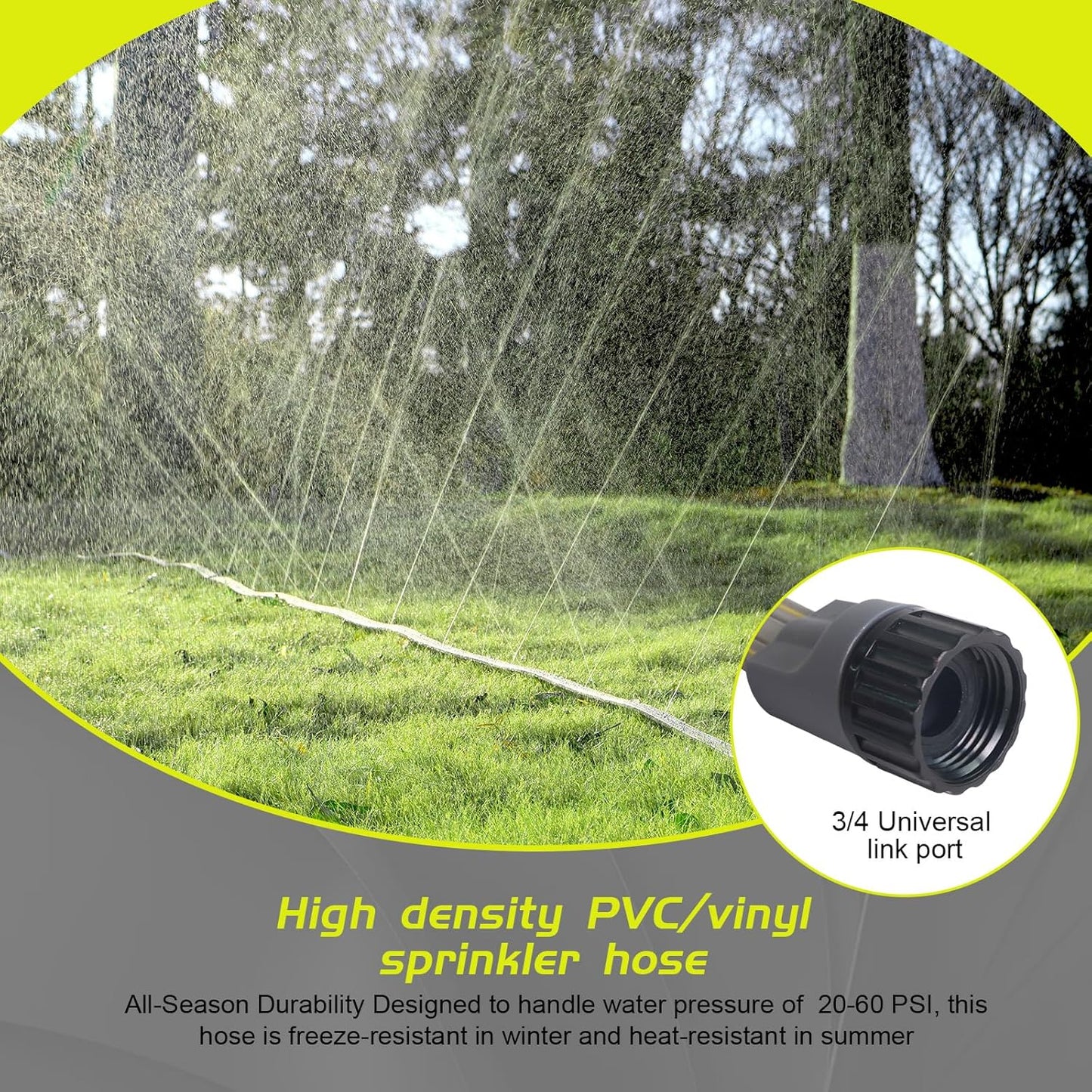 Hopegiver Sprinkler Soaker Hose 50ft 4-Pack Yard, Sprinkler Hose 200 ft for Lawn Water Saving with Stakes, Drip Irrigation Hoses Garden Watering System(Grey,50ft 4-Pack)