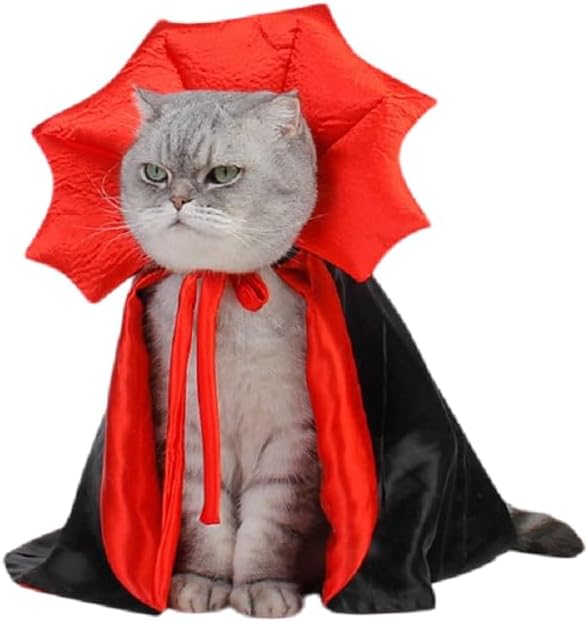 Halloween Pet Cape | Vampire King Dog Halloween Costume, Cat Halloween Costume Outfit, Funny Dog Dress Up for Small Dogs, Cats, Puppies, Kittens, Pet Halloween Clothes for Parties & Photos