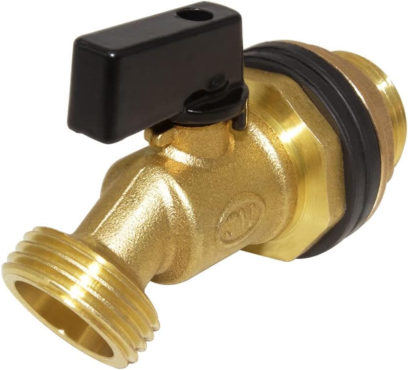 Hooshing Rain Barrel Spigot 1/2" Inlet to 3/4" GHT Thread Outlet with Quarter Turn Ball Valve Bulkhead Faucet for Water Tanks Bucket