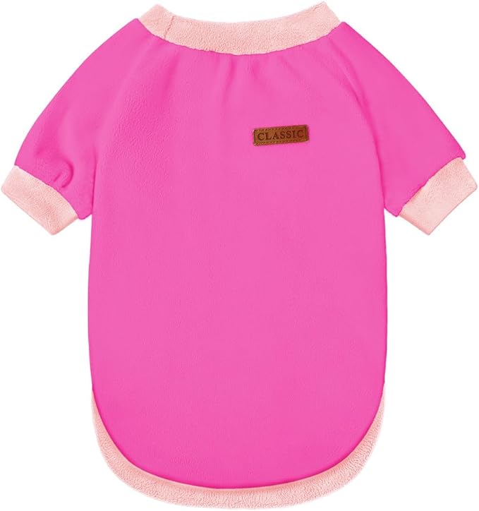 GreenJoy Classic Fleece Dog Sweater – Soft & Warm Stretchy Sweatshirt for Small Dogs & Cats, Cold-Weather Pullover for Everyday Wear (Dark Pink, X-Small)