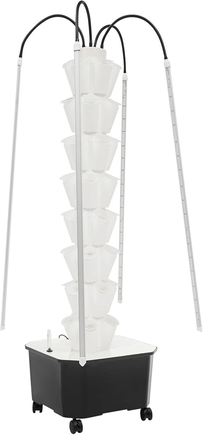 Hydroponic Growing Tower System Kit, 40-Plant Vertical Hydroponics Garden Tower with LED Grow Light, for Outdoor Indoor Herbs Fruits Vegetables Smart Garden Planter Kit