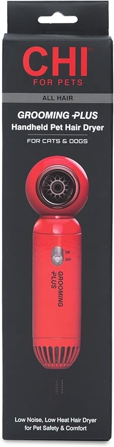 CHI for Pets Grooming Plus Handheld Pet Hair Dryer - Low Heat and Quiet Motor - Compact Blow Dryer for Dogs and Cats - One-Handed Design for Easy Drying and Comfort