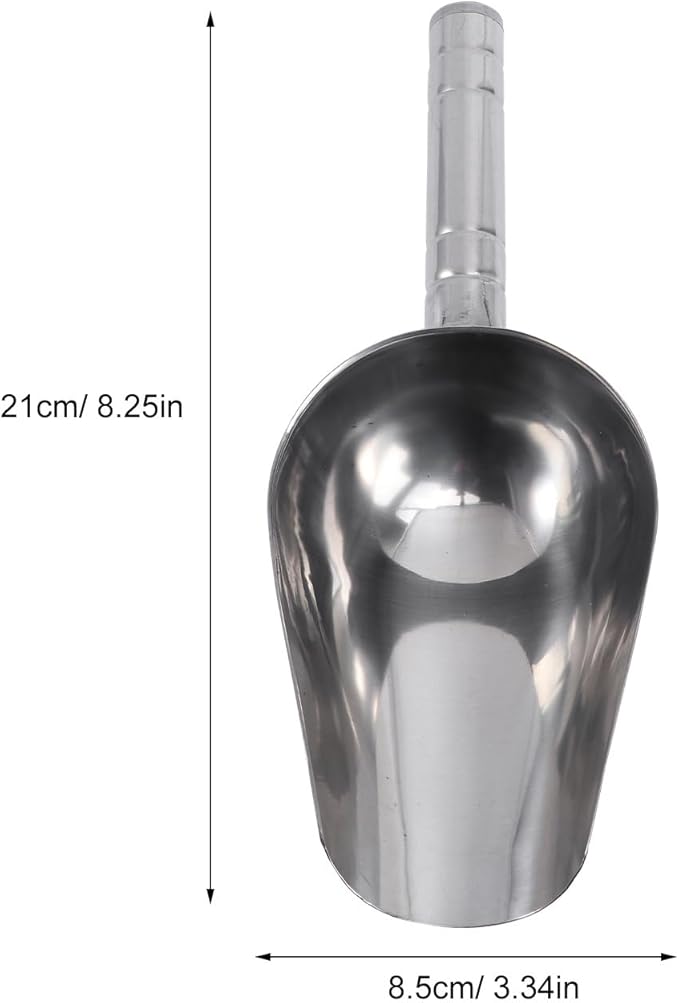 POPETPOP Dog Food Scoop: Stainless Steel Feed Scooper for Pet Dog Cat Dry Food- Multipurpose Metal Scoop for Ice Cookie Flour (1 1/2 Cup, 8.77 Inch)