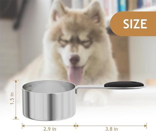 2PCS 2/3CUP(158ml) Dog Cat Food Scoop, Stainless Steel Measuring Cup, Metal Pet Scooper with Inner Precision Scale Measurement