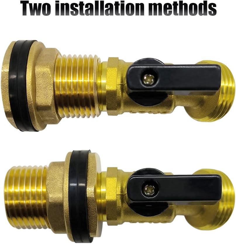 Hooshing Brass Rain Barrel Spigot Kit Quarter Turn Ball Valve Faucet with Bulkhead Fitting for Aquariums, Water Tanks, Tubs, Pools