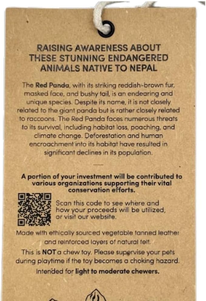 Yeti Dog Chew Premium Leather Dog Toy, All Natural Ethically Sourced, Red Panda