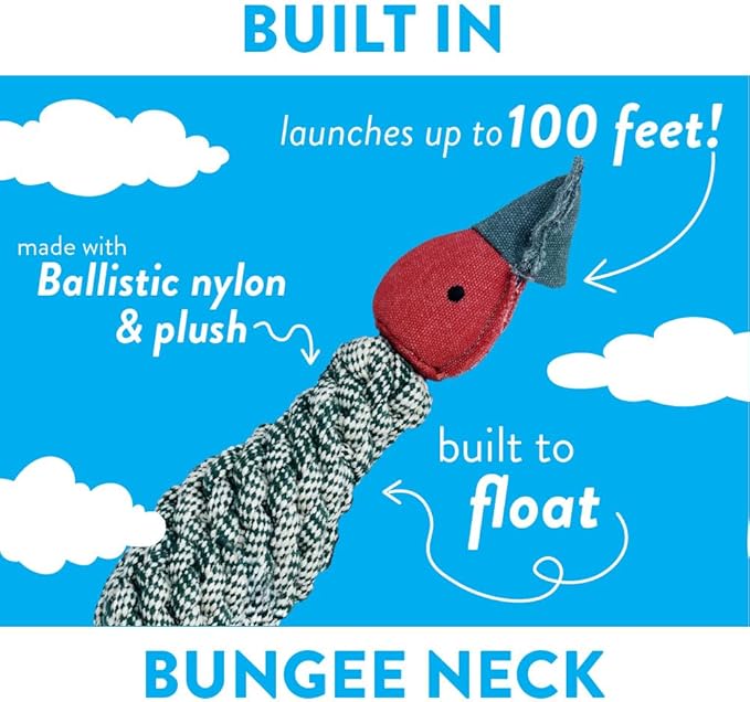 Spunky pup Fly & Fetch Dog Toy - Durable, Floating, Interactive Bungee Launcher for Fetch and Water Play, Rope Duck