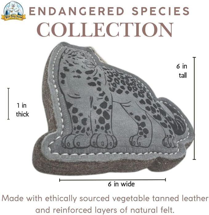 Yeti Dog Chew Premium Leather Dog Toy, All Natural Ethically Sourced, Snow Leopard