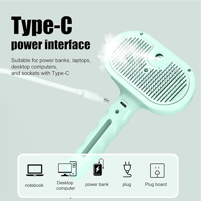 3-in-1 Pet Steam Brush, Grooming Comb with Water Tank for Cats and Dogs, Long and Short Hair (Green)