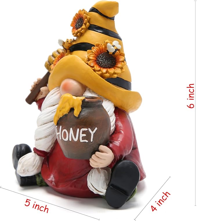 Hodao Bumble Bee Spring Gnome Decorations Honey Bee Gnomes Ornaments World Bee Day Decorations Gifts Summer Gnomes Figurines Honey Bee for Garden Decor Bee Birthday Gifts for Mom, Grandma, Women