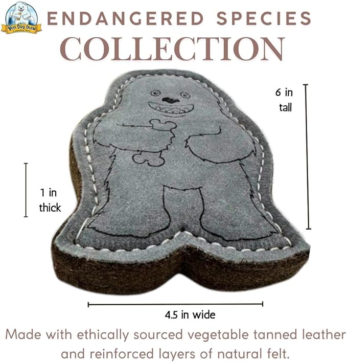 Yeti Dog Chew Premium Leather Dog Toy, All Natural Ethically Sourced, Abominable Snowman