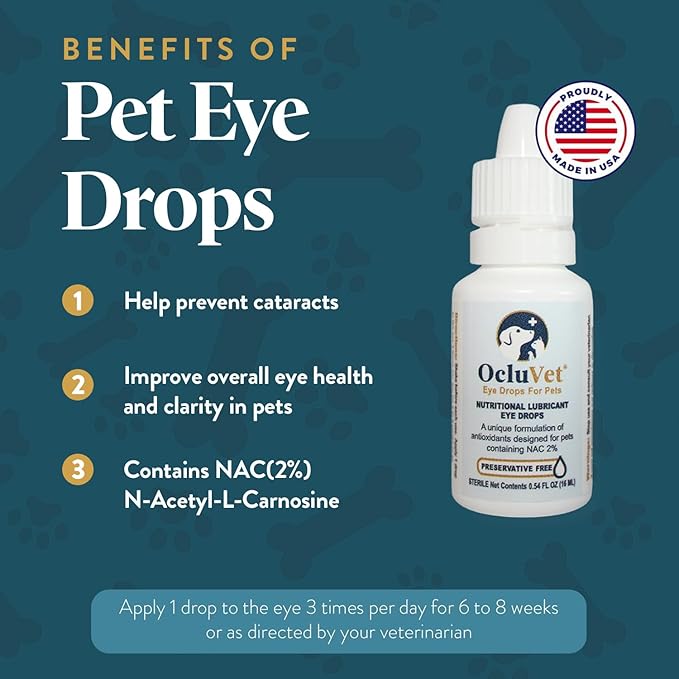 Bundle Eye Supplements for Dogs & Cats | Vision Chews with Omega-3 for All Ages - Includes 15 Chicken Liver Flavored Chews & Pet Eye Drops, 16 mL | Antioxidants & 2% NAC for Cataracts