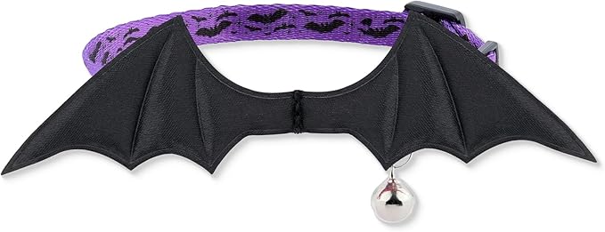 1 PC Bat Wing Cat Collar with Bell, Adjustable Kitten Collar with Safety Breakaway Buckle for Boy&Girl Cats, Halloween Christmas Cat Accessories for Kitten Puppy