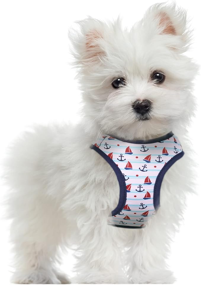 Mile High Life Step in Dog Harness for Small Dogs No Pull, Easy Get on Air Mesh Vest Harness, Adjustable Easy Closures Both Neck and Chest (White, M Chest 15.7"-23.2")