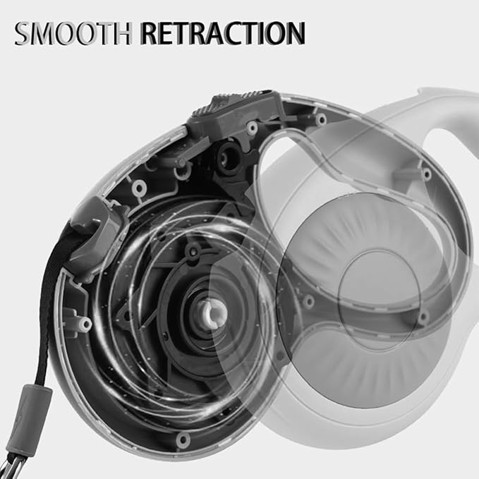 JSXD 360° Tangle-Free Retractable Dog Leash with One-Handed Brake, Pause, Lock, 10 ft Strong Nylon Tape Pet Walking Leash,Suitable for Cats, Small and Medium Dogs up to 66 lbs (Black, 10 ft)