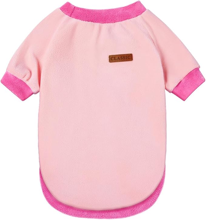 GreenJoy Classic Fleece Dog Sweater – Soft & Warm Stretchy Sweatshirt for Small Dogs & Cats, Cold-Weather Pullover for Everyday Wear (Light Pink, Small)