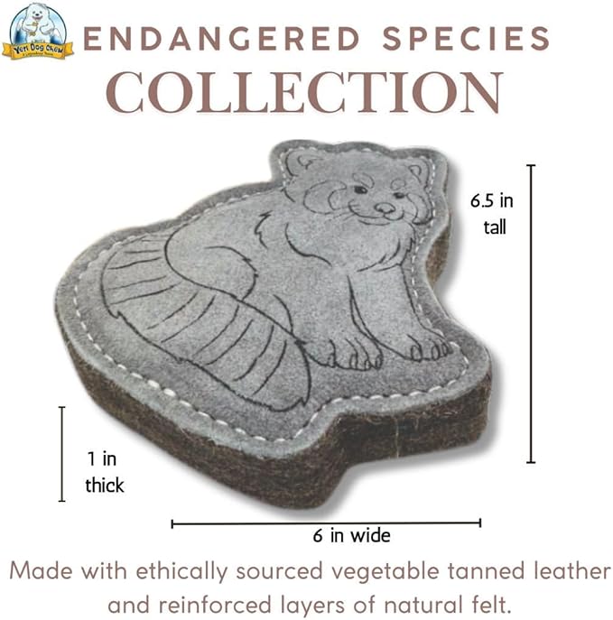 Yeti Dog Chew Premium Leather Dog Toy, All Natural Ethically Sourced, Red Panda