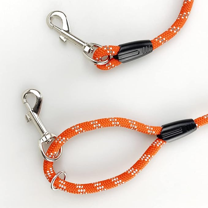 Long Rope Dog Leash for Dog Training 12FT 20FT 30FT 50FT, Reflective Threads Dog Cat Leashes Tie-Out Check Cord Recall Training Agility Lead for Large Medium Small Dogs (Orange, 10mm*20ft)