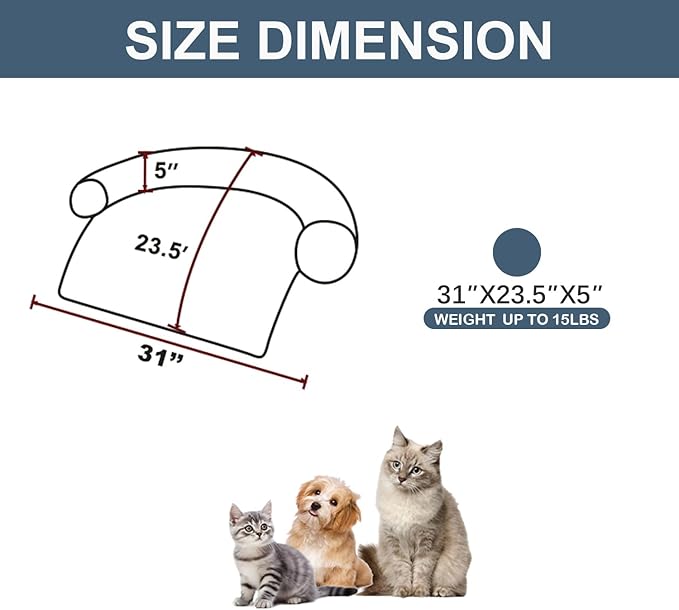 Calming Dogs/Cats Bed Mats, Dog Pad Washable Removable Couch Cover, Plush Long Fur Mat for Pets, Waterproof Lining, Perfect for Small, Medium and Large Dogs and Cats (Navy Blue, 31"x23")