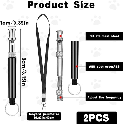 2 Pack Dog Whistle to Stop Barking Neighbors Dog, Dogs Whistle Training Whistles with Lanyard Adjustable Ultrasonic Silent Dogs Recall Whistles Effective Recall & Long Range (Black)