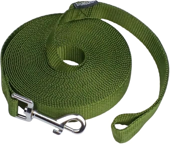 Dog/Puppy Obedience Recall Training Agility Lead - 15ft 20ft 30ft 40ft 50ft Training Leash - Great for Play, Camping, or Backyard (Military Green, 40 Feet)