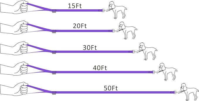 Dog/Puppy Obedience Recall Training Agility Lead - 15ft Long Training Leash，3/4in Wide - Great for Play, Camping, or Backyard (15Feet, Purple)