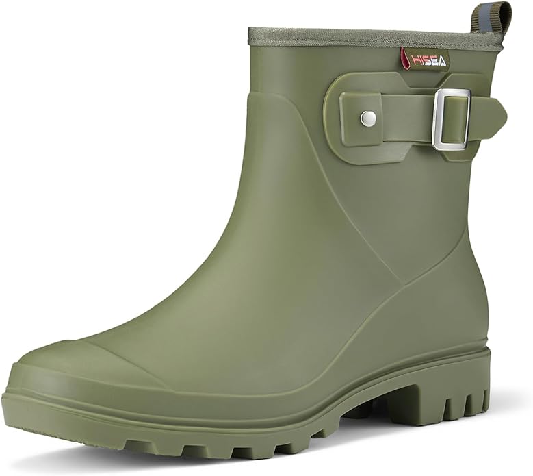 HISEA Women's Ankle Rain Boots Waterproof, Fashion Short Garden Shoes Anti-slip for Women with Comfortable Insole