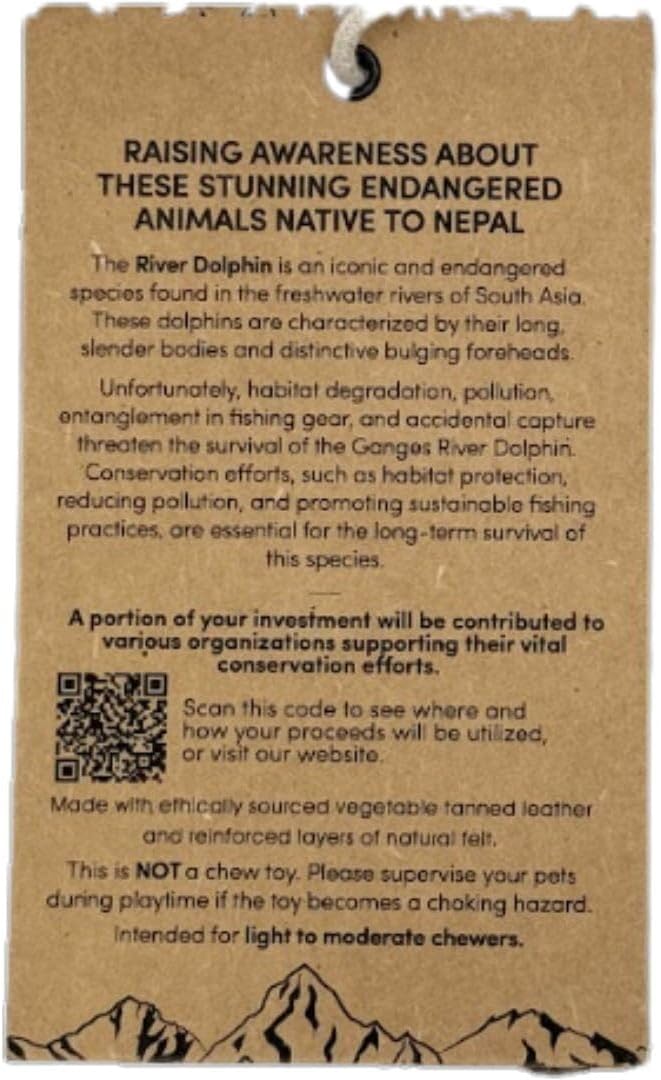 Yeti Dog Chew Premium Leather Dog Toy, All Natural Ethically Sourced, River Dolphin