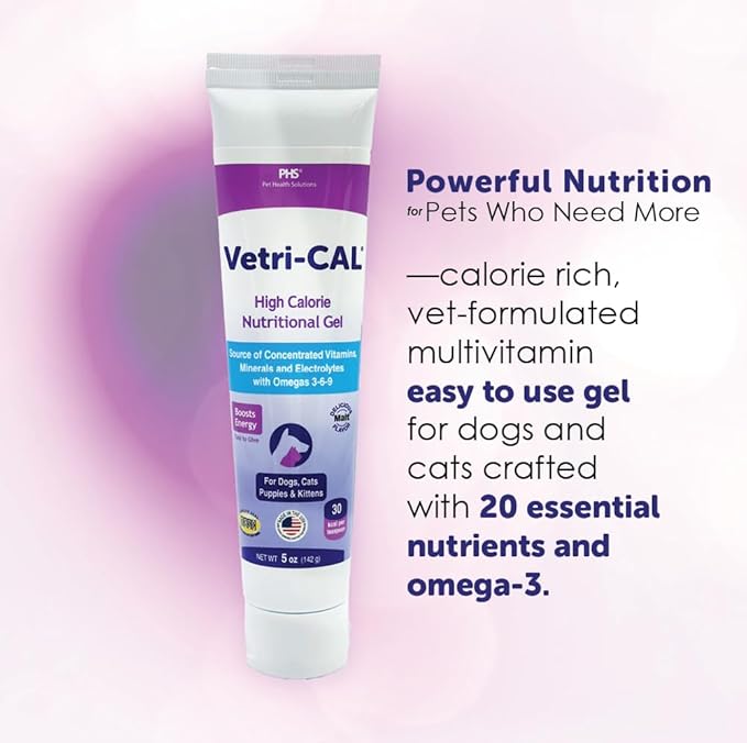 High Calorie Nutritional Gel for Dogs & Cats – Appetite Booster with Omega 3-6-9, Vitamins A-D-E-B – Recovery & Energy Support – Tasty Malt Flavor – 5 oz Tube
