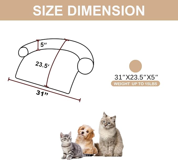 Tinaco Luxurious Calming Dogs/Cats Bed Mats, Dog Pad Washable Removable Couch Cover, Plush Long Fur Mat for Pets, Waterproof Lining, Perfect for Small, Medium and Large Dogs and Cats (Beige, 31"x23")