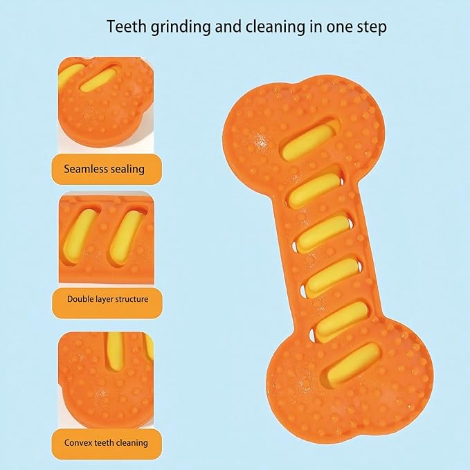 Dog Toy TPR Teeth Grinding Bone Anti Bite Interactive Training Dog Toy Bite Dog Bone Dog Soothing Tool (Orange)