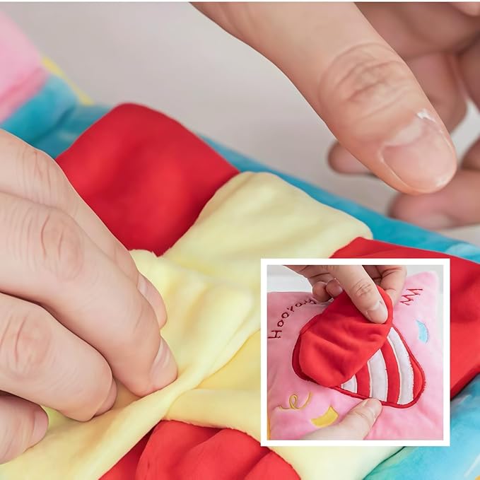 Cute Dog Birthday Toy Squeaky Snuffle Mat for Small Medium Dogs Interactive Plush Book Treat Puzzle for Puppy Crinkle Gifts (Pink)